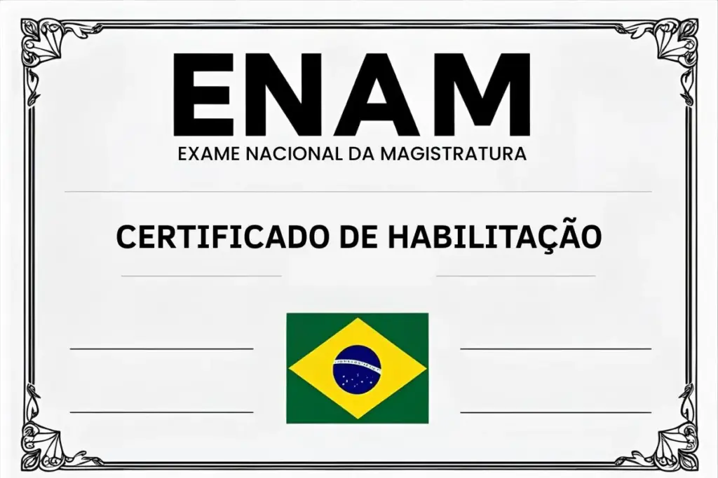 um certificado com os dizeres ENAM e a bandeira do Brasil