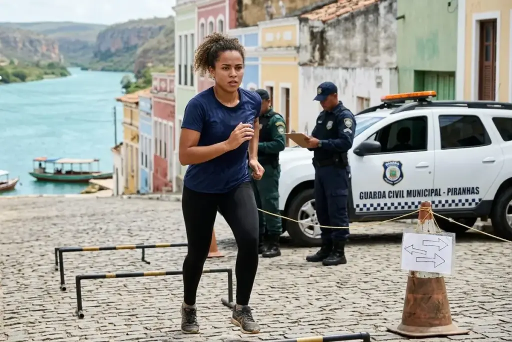 Guardas Civis Municipais de Piranhas-AL e uma viatura