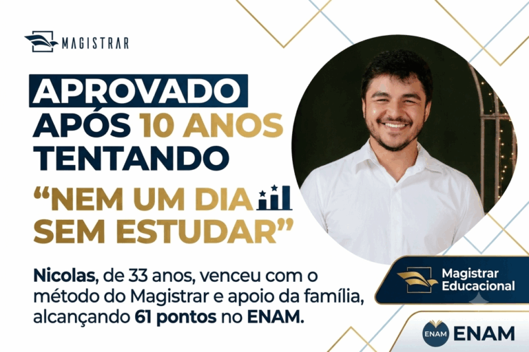 Aprovado no ENAM após 10 anos tentando, ele venceu com disciplina na madrugada e apoio da família: “Nem um dia sem estudar”